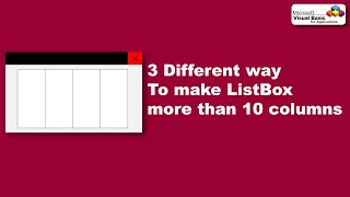 3 different way to make Listbox more than 10 columns [upl. by Phyllys468]