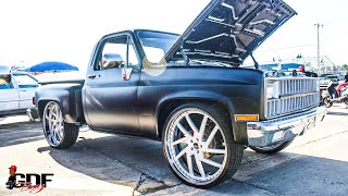 Flat Black Classic Chevy Stepside Pickup on Artis Forged 28s [upl. by Asoral]