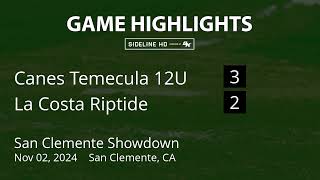 Canes Temecula 12u  La Costa Riptide Game Highlights [upl. by Aitnahs]