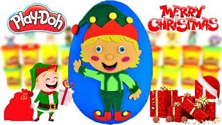 Huevo Sorpresa Gigante de Duende de Navidad o Elfo de Santa Claus de Plastilina Play Doh en Español [upl. by Anomar302]