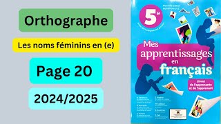 Orthographe mes apprentissages en français 5 AEP page 20 [upl. by Revlis598]