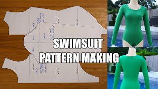 Drafting Leotard Swimsuit Pattern  DIY One Piece Swimsuit  Fashion Design [upl. by Stiles]