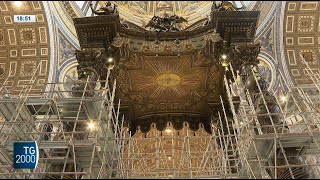 Il restauro del baldacchino di San Pietro Visita al cantiere [upl. by Suzy]