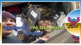 Replacing a 1996 Geo Metro 3 Cylinder 10L Engine  How to Remove and Install [upl. by Yenohtna327]