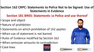 Section 162 CRPC  181 BNSS Statements to Police not to be Signed Use of Statements in Evidence [upl. by Anirrehs]