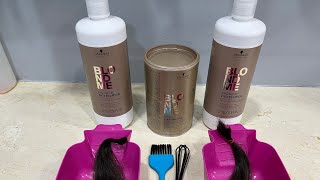 SCHWARZKOPF BLONDME PREMIUM BOND ENFORCING LIFT 9  Natural hair lightning  IGORA VIBRANCE [upl. by Ahsac]