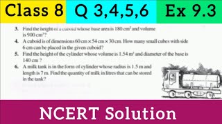 quotClass 8 Maths  Q 3456 Ex 93  Chapter 9 Mensurationquot [upl. by Kahle]