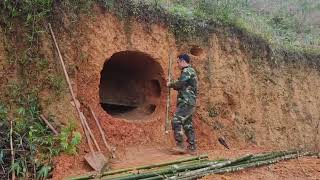 Building Underground Bushcraft Shelter for Survival in the Winter Forest [upl. by Shena]