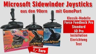 Microsoft Sidewinder Joysticks Force Feedback aus den 90ern mit Gameport  Test Installation  4K [upl. by Zsazsa]