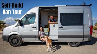 VAN TOUR  Hidden Shower Fixed Bed amp FullSized Kitchen in a MWB VW Crafter  SelfBuild [upl. by Steven]