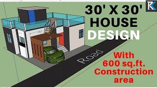 5 30 X 30 3d house design 600 sq ft cons Area  RK Survey amp Design [upl. by Zebulen915]