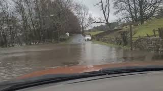 Driving though flood water at Wath near Pateley Bridge in February 2022 [upl. by Guibert]