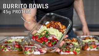 Meal Prep Burrito Bowls for the Week Low calorie High protein [upl. by Drice]