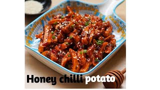 Crispy honey chilli potatoes are super addictive snacks  viralvideo honeychillipotatorecipe [upl. by Lepp276]