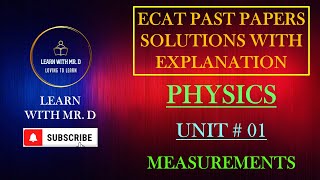 ECAT PHYSICS CHAPTER 01  ECAT Past Papers Solved  Physics Chapterwise MCQs  ECAT 2022 [upl. by Blasien514]