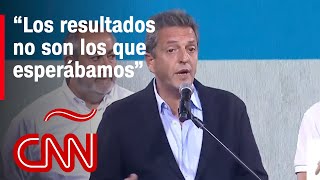 El discurso completo de Sergio Massa tras perder las elecciones presidenciales en Argentina [upl. by Etnoek924]