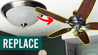 How to Replace a Light with a Ceiling Fan Install a Ceiling Fan  Step by Step [upl. by Clerk]