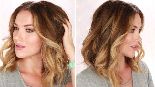 HOW TO CURL YOUR HAIR FOR BIG SOFT BEACH WAVES  SHORT TO MEDIUM HAIR  RITA ALMUSA [upl. by Annauj]