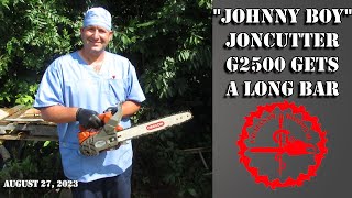 Johnny Boy Farmertec JonCutter CSG2500 gets a long bar Zenoah Clone [upl. by Aihsak]