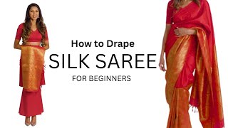 How to Drape Silk Saree for Beginners  How to Wear Saree for Beginners  Tia Bhuva [upl. by Nolyk]