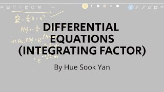 First Order Differential Equations  Integrating Factor [upl. by Euell146]