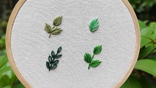 Hand Embroidery ☘️ 4 Easy Leaf Embroidery Stitches for Beginners 💚 Embroidery by Gossamer [upl. by Allenad]