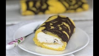 ROTOLO DECORATO CON FARCIA GOLOSA Ricetta Facile  Swiss Roll [upl. by Hawthorn]