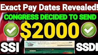 Exact Pay Dates Revealed Congress Has Decided To Send Out New 2000 Stimulus Checks For SSI SSDI VA [upl. by Portugal]