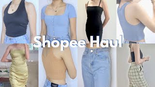 shopee haul 2021 ♡ affordable basic tops pants hoodies  more [upl. by Gan205]