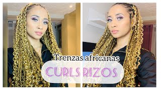 TRENZAS AFRICANAS CON CURLS RIZOS como hacer trenzas [upl. by Betsey]