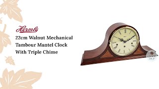 22cm Walnut Mechanical Tambour Mantel Clock With Triple Chime By HERMLE [upl. by Esilegna808]