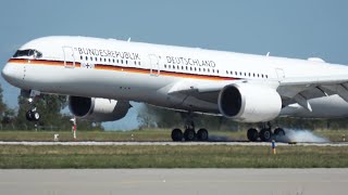 Airbus A350941 1001 German Air Force Touch and Go at LeipzigHalle Airport [upl. by Auqenahc]