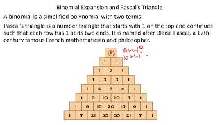 The Coefficients of Binomial expansion Pascals triangle [upl. by Nosnirb]