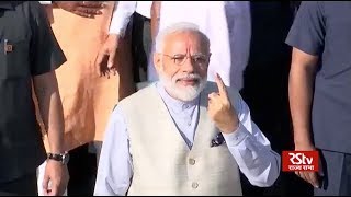 PM Modi casts his vote from Ahmedabad [upl. by Mailliw]