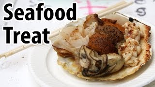 Japanese Street Food Seafood Treat amp My First Taste of quotShirakoquot [upl. by Schwinn287]