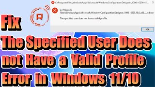 Fix The Specified User Does not Have a Valid Profile Error [upl. by Herwig135]