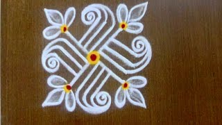 4 attractive mini rangoli design for beginners 3×3 dots small muggulu Thiru Aarooran kolangal [upl. by Won111]