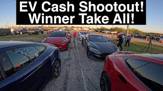 EV Cash Shootout Tesla Plaids amp More 00000 Perfect Reaction Time Drag Racing in 4K UHD [upl. by Nitnelav]