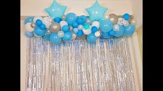 Decoración cortinas metalizadas y globos de estrella 😍decoration metallic curtains and balloons [upl. by Oicneserc]