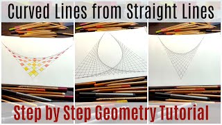 Curved Lines from Straight Lines  Live Waldorf Geometry Lesson [upl. by Hteazile154]