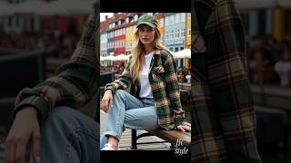 Top Trend Autumn Winter 2024 Street Fashion Casual Plaid Shacket amp Denim Look [upl. by Noreh]