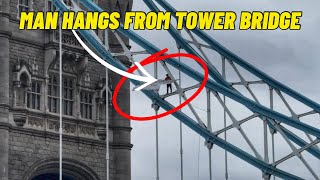 EMERGENCY CHAOS UNFOLDS AS MAN CLIMBS TOWER BRIDGE IN LONDON 🇬🇧 [upl. by Dirgis331]