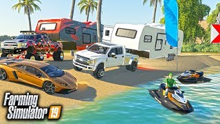 FS19 LUXURY CAMPING WITH NEW SEADOO JET SKI amp CUSTOM F350 MULTIPLAYER [upl. by Arimihc]