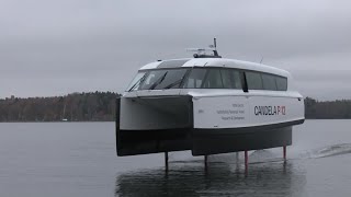 Flying passenger hydrofoil debuts in Stockholm [upl. by Etak]