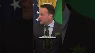 Irish PM talks about Irish Palestinian solidarity at White House reception [upl. by Ecinnej]