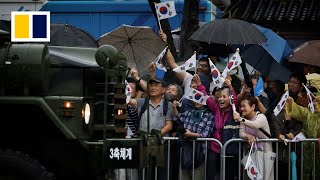 South Korea stages rare military parade in Seoul [upl. by Assennav735]