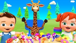 Giraffe Cartoon Selling Color Toys to Little Baby Boy Girl Learn Colors for Children Kids Education [upl. by Doe]