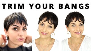 TRIM YOUR BANGS AT HOME WISPY TEXTURED BANG HAIRCUT TUTORIAL YOU CAN DO YOURSELF  Lina Waled [upl. by Jardena]