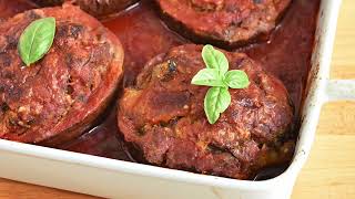 Melanzane ripiene di carne cotte al forno con sugo di pomodoro ricetta facile e gustosa [upl. by Ziwot713]