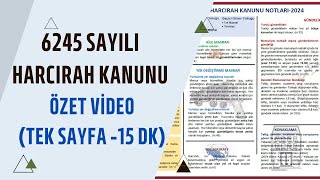 6245 SAYILI HARCIRAH KANUNU 15 DK TEK SAYFADA ÖZET VİDEO [upl. by Potash]